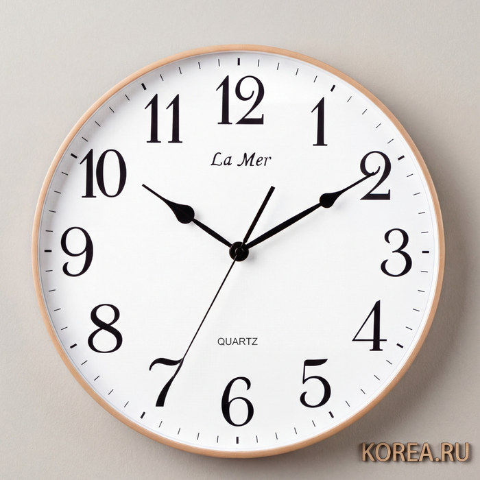 Настенные часы La Mer GD353-1 золотистые в современном стиле 340х340 мм