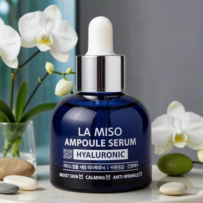 Ампульная сыворотка La Miso с гиалуроновой кислотой — глубокое увлажнение и восстановление водного баланса кожи, Из этой же серии: Сыворотка, На основе: Гиалуроновая кислота