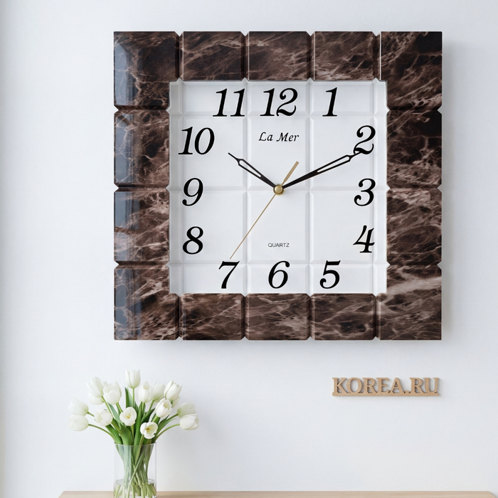 Настенные часы La Mer GD042005 квадратные под мрамор 330x330 мм