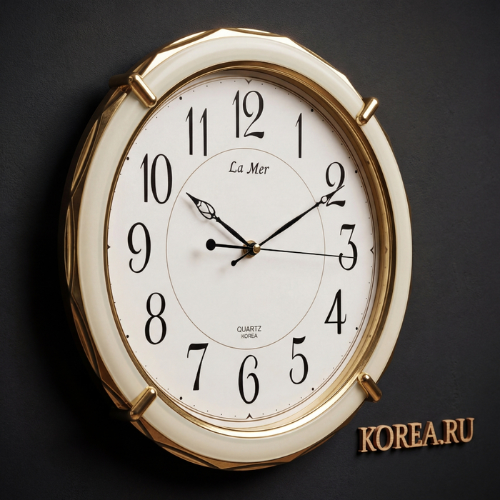 Часы настенные La Mer GD168001 с плавным ходом коричневые 340 мм, изображение 2