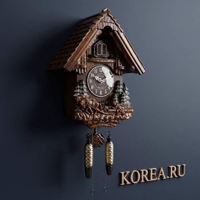 Часы настенные с кукушкой SINIX 693GR альпийский стиль 435x345x175 мм, изображение 2