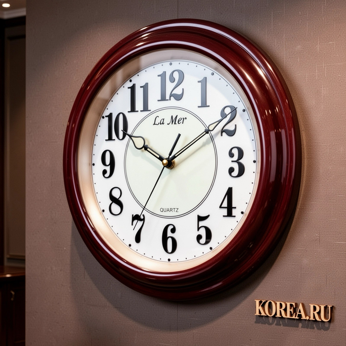 Настенные часы La Mer GD051-1 BRN коричневые 345x345 мм в классическом стиле, изображение 2