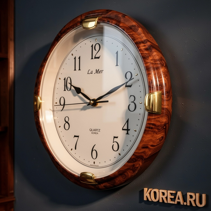 Настенные часы La Mer GD055brn элегантный коричневый корпус 327x288 мм, изображение 2