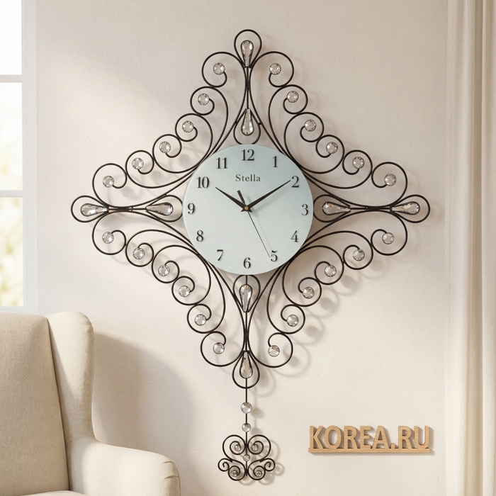 Изящные настенные часы Stella ST1601 в стиле барокко 655х840 мм с плавным ходом