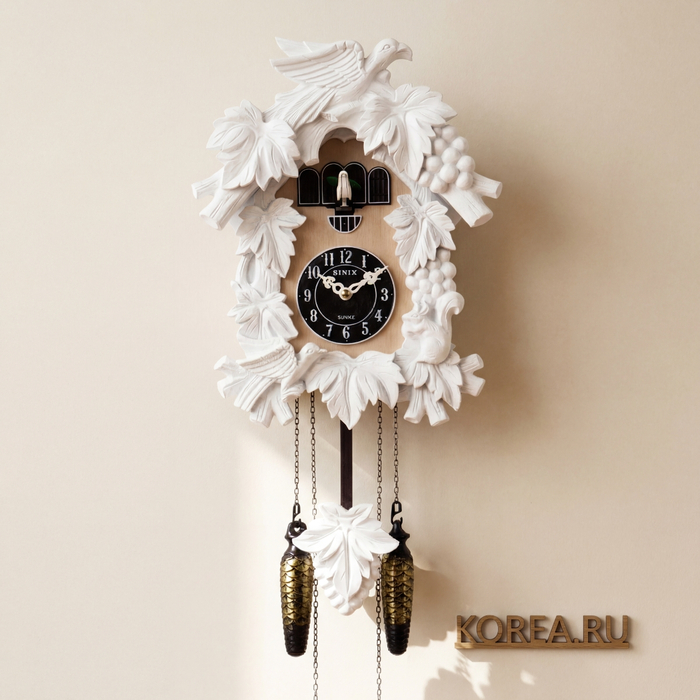 Часы кварцевые с кукушкой SINIX 601W белые 325x265 мм в стиле традиционного домика, Цвет: Белый, изображение 2