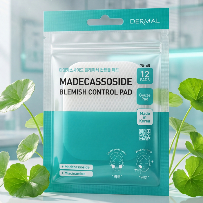 DERMAL Корректирующие пэды с мадекассосидом: деликатный пилинг для чистоты и здоровья кожи (12 шт.), Количество: 12 шт., На основе: Экстракт мадекоссосида