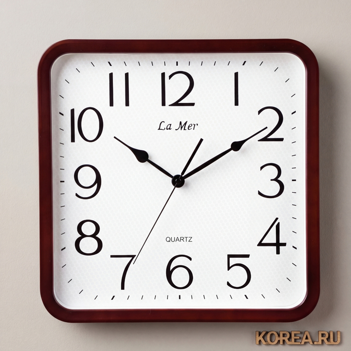 Настенные часы La Mer GD354-2 квадратные коричневые 350х350 мм с плавным ходом
