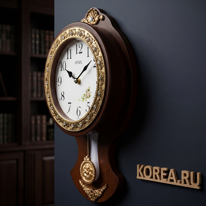 Настенные часы SINIX 2109G классического стиля с маятником 382х226х65 мм, изображение 2