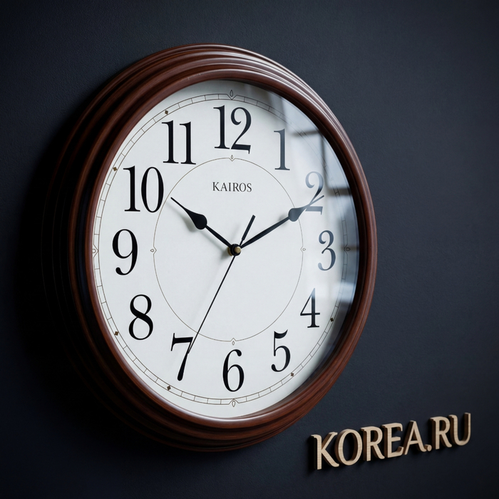 Настенные часы Kairos KS539 классического стиля 600x600 мм в коричневом цвете, изображение 2