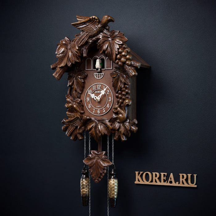 Настенные часы SINIX 601 с автоматическим ночным режимом из дерева классического дизайна, Цвет: Коричневый, изображение 2