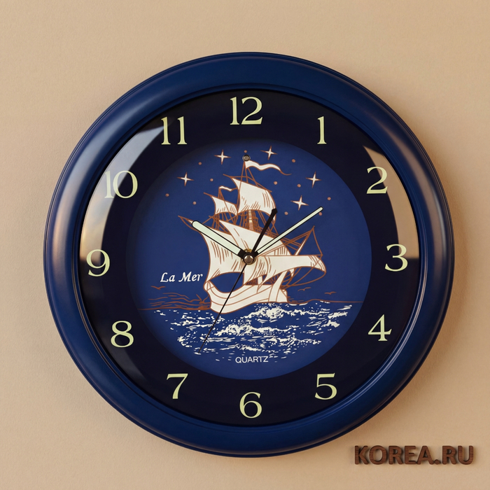 Детские настенные часы La Mer GC004014 «Парусник на синем море» 335х335 мм, изображение 2