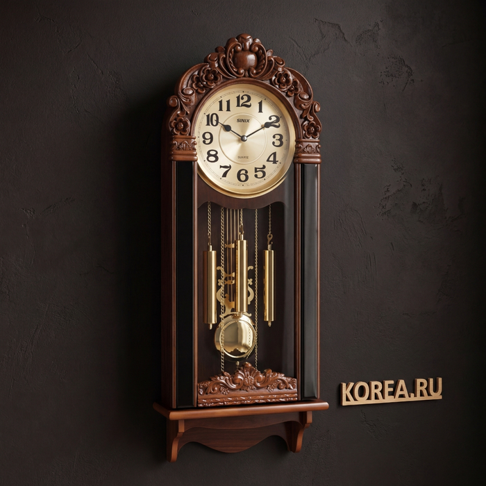 Настенные часы SINIX 622 классические с маятником и боем Westminster 910x360x150 мм, изображение 2