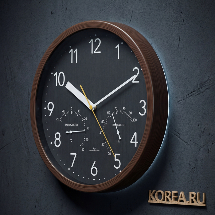 Настенные часы Lamer GD365-3 с гигрометром и термометром черные 310x310 мм, Цвет: Черный, изображение 2