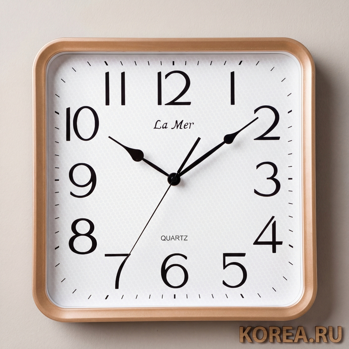Настенные часы La Mer GD354-1 золотистые с плавным ходом 350х350мм