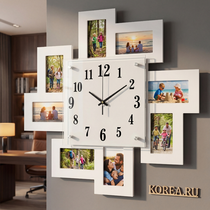 Настенные часы Stella ST1215 с рамками для фотографий 510×510 мм в современном стиле
