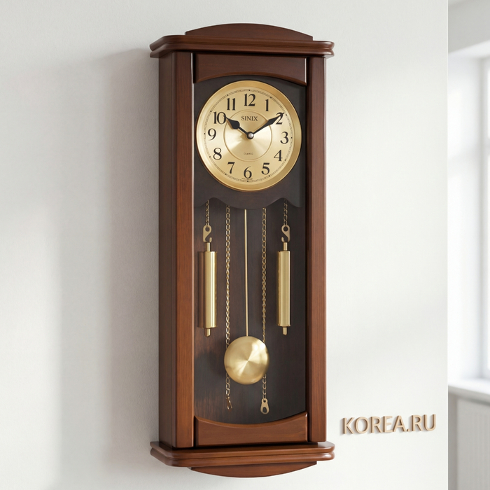 Настенные часы SINIX 2011GA в стиле классики 610х235 мм с маятником, изображение 2