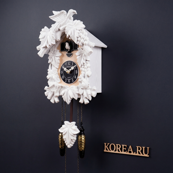 Часы кварцевые с кукушкой SINIX 601W белые 325x265 мм в стиле традиционного домика, Цвет: Белый, изображение 3