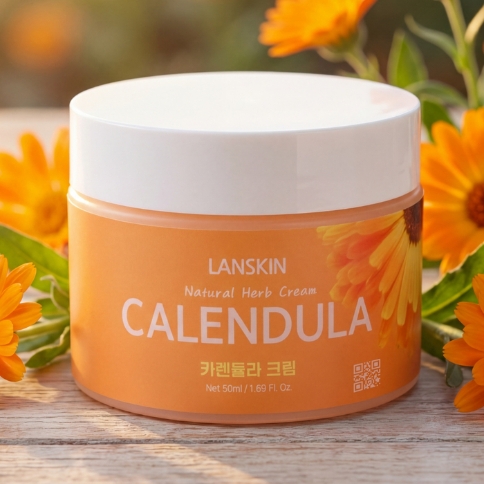 Успокаивающий крем для лица LanSkin с экстрактом календулы для заживления, защиты и восстановления проблемной, склонной к акне кожи, Из этой же серии: Крем, На основе: Календула