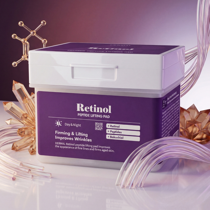 Лифтинг пэды DERMAL с ретинолом и пептидами: подтяжка и омоложение кожи с K-beauty инновациями (120 шт.), Количество: 120 шт., На основе: Ретинол + пептиды