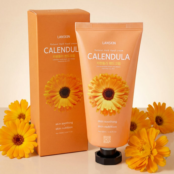 Успокаивающий крем для рук LanSkin с экстрактом календулы для заживления и защиты чувствительной кожи, Из этой же серии: Крем для рук, На основе: Календула