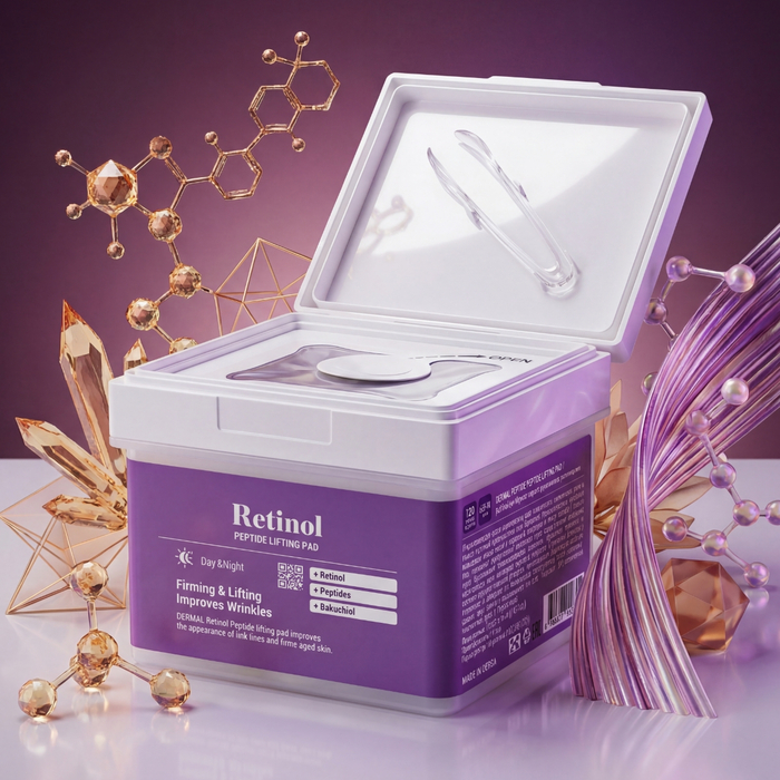 Лифтинг пэды DERMAL с ретинолом и пептидами: подтяжка и омоложение кожи с K-beauty инновациями (120 шт.), Количество: 120 шт., На основе: Ретинол + пептиды, изображение 2